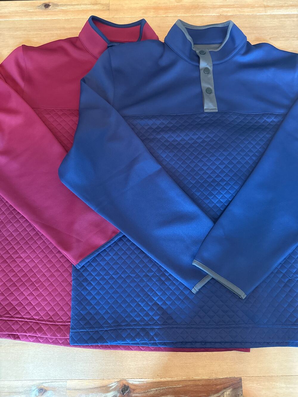 Southern Proper Lot 2 XL Quilted Quarter Snap Golf Pullover Burgandy Navy